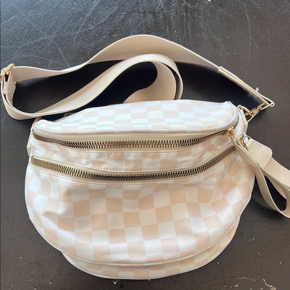 Checkered Cream and White Bum Bag